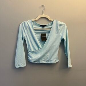 Forever 21 Sky Blue Wrap Top